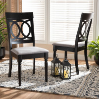 Baxton Studio RH333C-Grey/Dark Brown-DC-2PK Lucie Modern and Contemporary Grey Fabric Upholstered and Espresso Brown Finished Wood 2-Piece Dining Chair Set